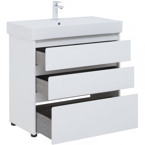 Тумба под раковину Aquanet Nova Lite 85 302475 Белый глянец МДФ / ЛДСП