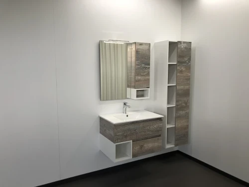 Зеркальный шкаф Comforty Турин 75 00004144198 Дуб бежевый МДФ / ЛДСП