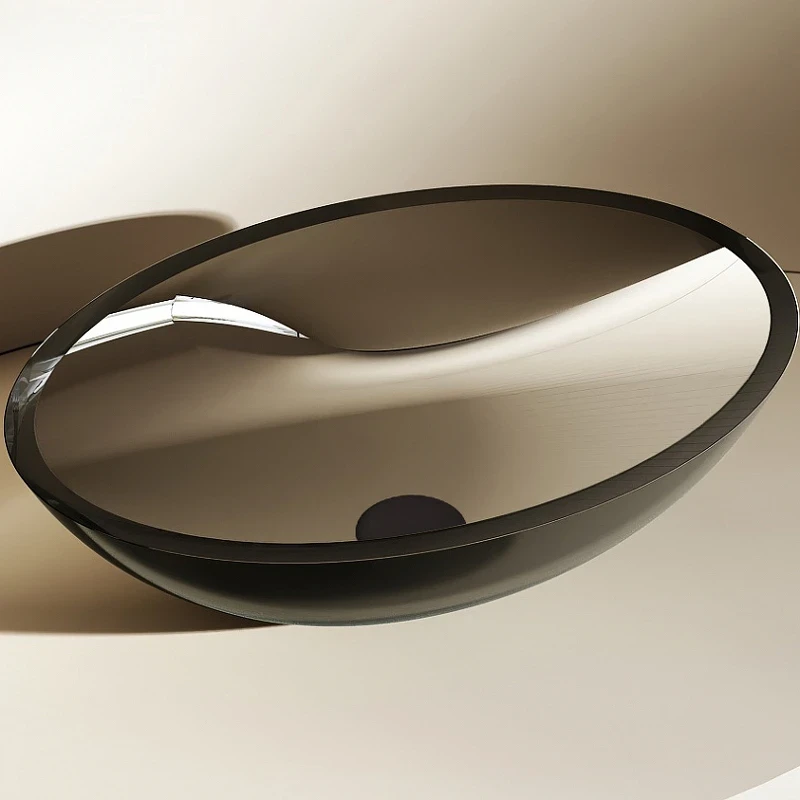 Раковина-чаша Abber Kristall 50 AT2802Onyx Черная полиэфирная смола накладная