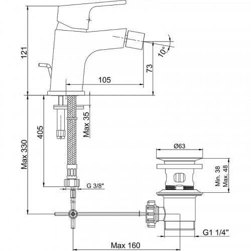 Смеситель для биде E.C.A. Tiera 102110195EX Хром латунь