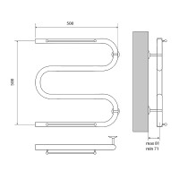 Водяной полотенцесушитель Melodia della vita Simple Shelf М-образный 50х50х1 MTRSS5050 с полкой Полированная сталь