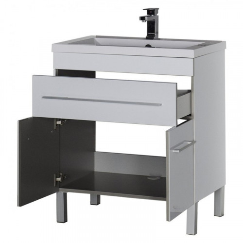 Тумба под раковину Aquanet Верона 75 182706 1 ящик 2 дверцы Белая МДФ / ЛДСП