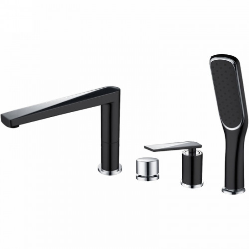 Смеситель на борт ванны Boheme Venturo 370-B Черный Хром латунь