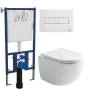 Комплект унитаза DIWO Ceramicanova UP Rimless CN4007 с сиденьем с инсталляцией DIWO 4501 с клавишей смыва цвет Глянцевый белый