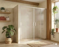 Душевая дверь Maybah Glass MGD-1824-5 1800x1950 двустворчатая раздвижная профиль Хром матовый стекло сатиновое