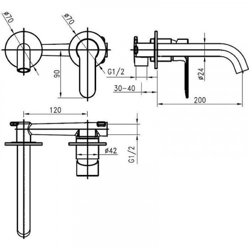 Смеситель для раковины Aquanet Passion AF300-12B 336185 Черный матовый
