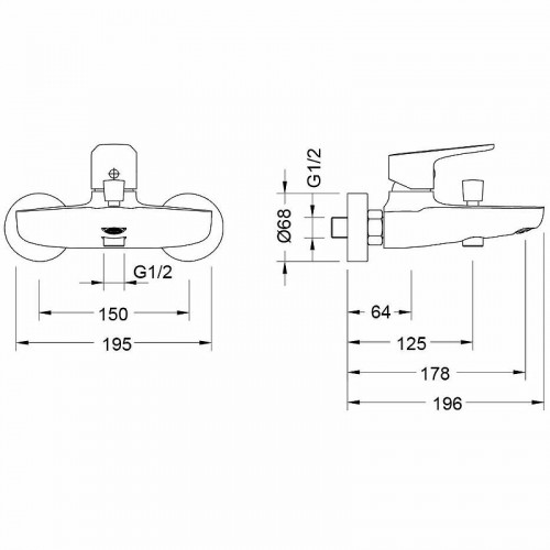 Смеситель для ванны Aquatek Бетта AQ1140CR Хром латунь на стену
