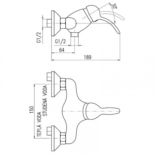 Смеситель для душа Rav Slezak Labe L081.5 Хром латунь на стену