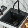 Кухонная мойка Gerhans 45 A45-22/311-11-24/W4998-4-22 со смесителем цвет Черный