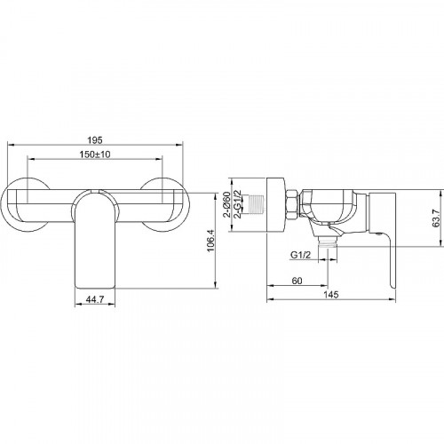 Смеситель для душа beWash Tiere BVMM1SH357 Черный матовый латунь на стену