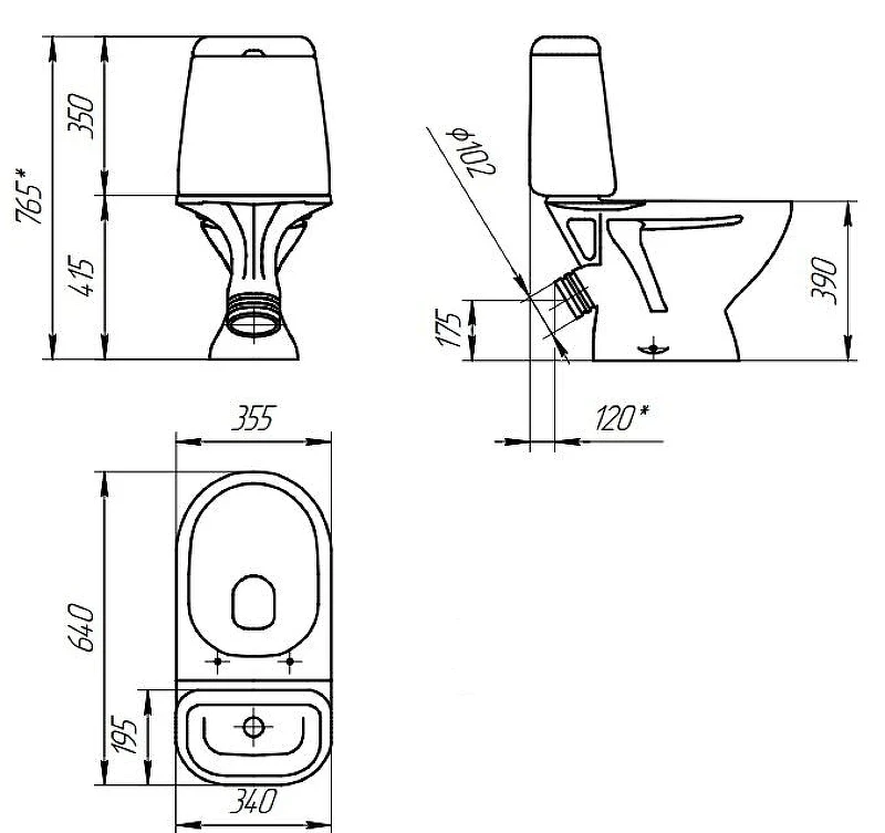 Унитаз компакт Cersanit Star 031 3/6 DPL EO 63423 с бачком и сиденьем Микролифт фарфор напольный