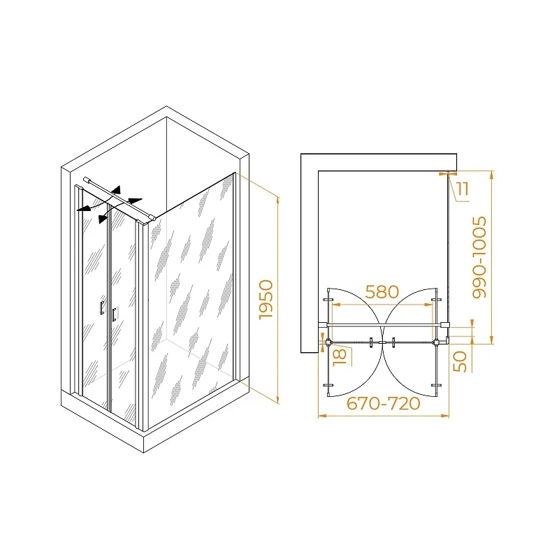 Душевой уголок RGW Passage 70x100 060814470-014 профиль цвет Черный стекло прозрачное