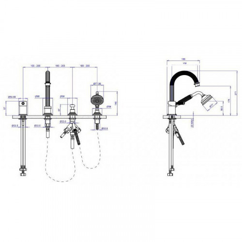 Смеситель на борт ванны Cezares Aphrodite APHRODITE-BVDM-02-Bi Бронза латунь
