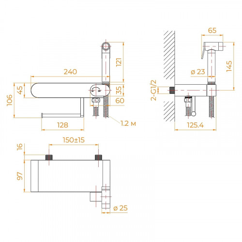 Гигиенический душ со смесителем RGW Shower Panels 581408222-04 цвет Черный