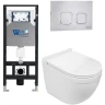 Комплект унитаза с инсталляцией WeltWasser AMBERG 506 + HEIMBACH 043 GL-WT + AMBERG RD-MT CR 10000012148 цвет Белый глянцевый с сиденьем Микролифт и клавишей смыва цвет Хром матовый