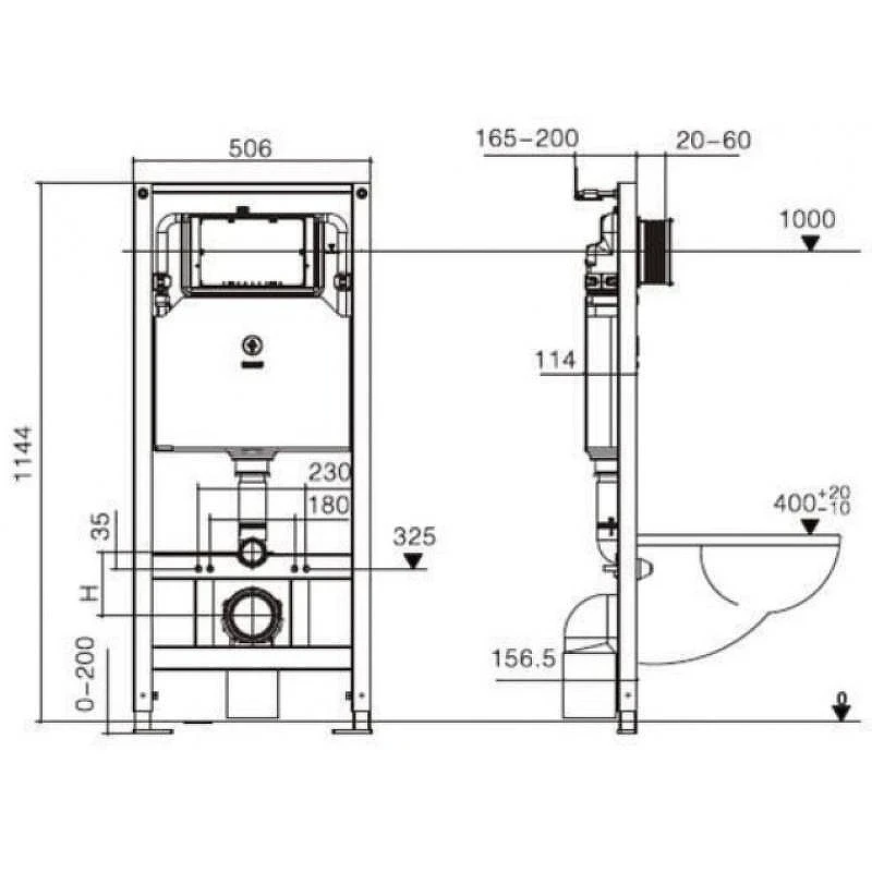 Комплект унитаза с инсталляцией WeltWasser AMBERG 506 + HEIMBACH 043 GL-WT + AMBERG RD-MT CR 10000012148 цвет Белый глянцевый с сиденьем Микролифт и клавишей смыва цвет Хром матовый