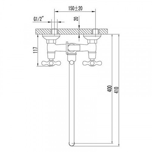 Смеситель для ванны Melodia della vita Galateo Rus MDV40241R универсальный Хром