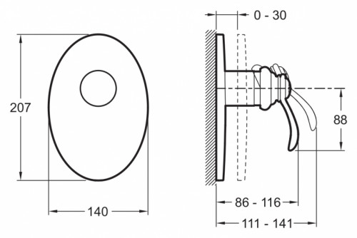 Смеситель для душа Jacob Delafon Fairfax E98710-CP Хром латунь встраиваемый