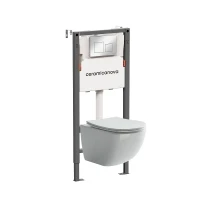 Комплект унитаза с инсталляцией Ceramicanova Forma CN3009_121002CH цвет Белый с сиденьем Микролифт и клавишей смыва цвет Хром глянцевый