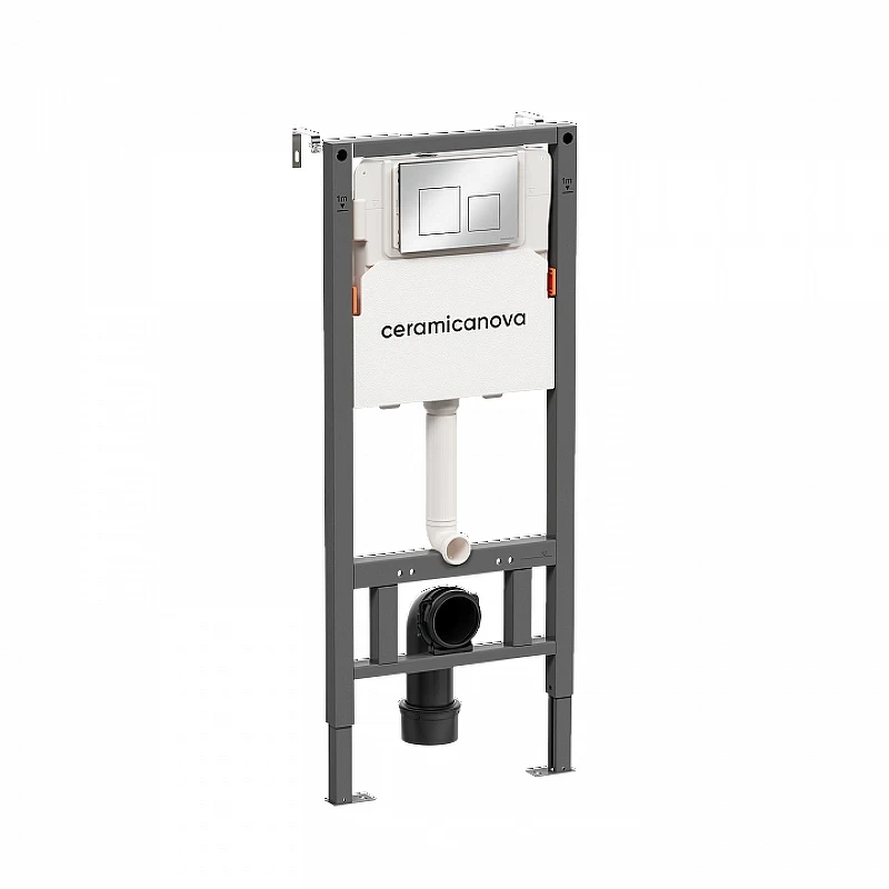 Комплект унитаза с инсталляцией Ceramicanova Forma CN3009_121002CH цвет Белый с сиденьем Микролифт и клавишей смыва цвет Хром глянцевый