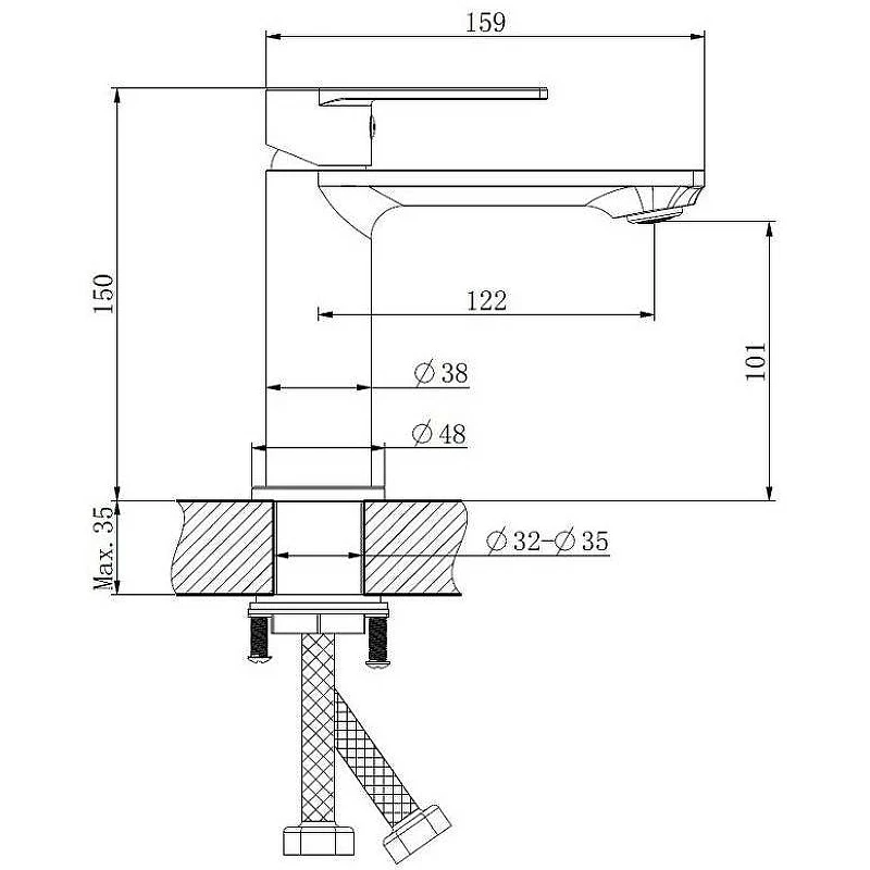 Смеситель для раковины Haiba HB10639-3 Оружейная сталь латунь