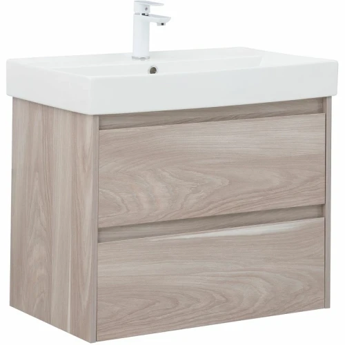 Тумба с раковиной Aquanet Nova Lite 75 305242 подвесная Орех светлый МДФ / ЛДСП