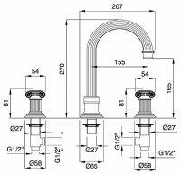 Смеситель для раковины Cezares Olimp BLS2-A OLIMP-BLS2-A-03/24-O Золото 24 карат латунь на столешницу