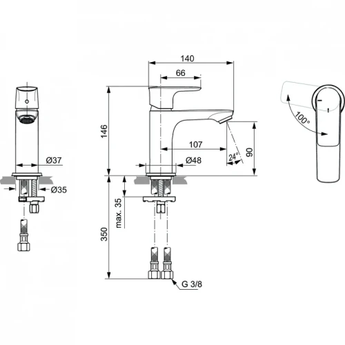 Смеситель для раковины Ideal Standard Connect Air A7011AA цвет Хром