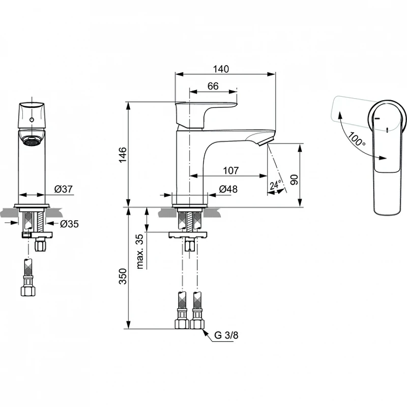 Смеситель для раковины Ideal Standard Connect Air A7011AA цвет Хром