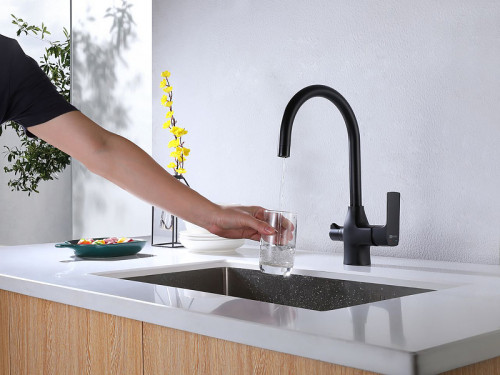 Смеситель для кухни Lemark Ursus LM7261BL Черный матовый латунь