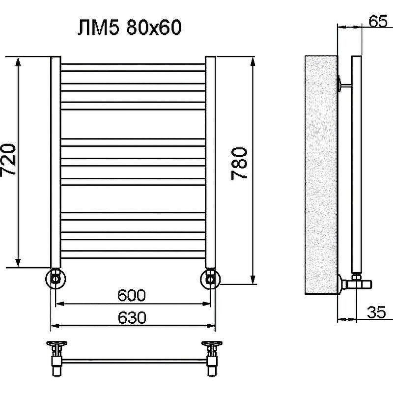 Водяной полотенцесушитель Ника Modern ЛМ-5 80/60 Хром