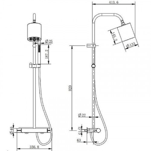 Душевая система Cezares MOON-CD-TA130-01 с термостатом Хром