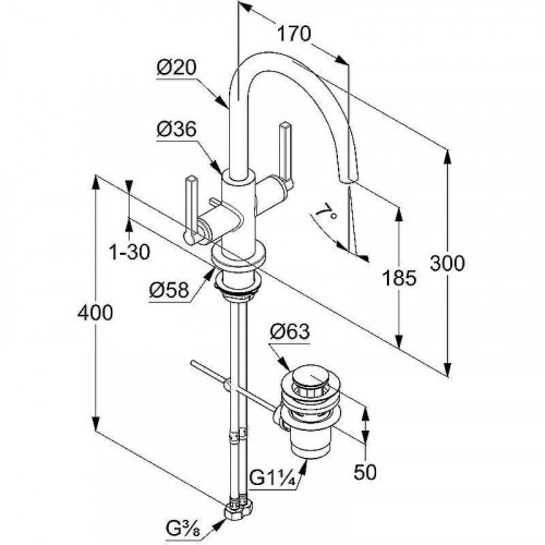 Смеситель для раковины Kludi Nova Fonte Puristic 201183915 Черный матовый