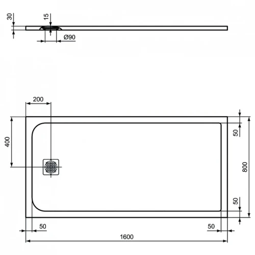 Душевой поддон из искусственного камня Ideal Standard Ultraflat S 160х80 K8276FR цвет Pure white / Белый