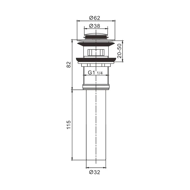 Донный клапан Rose RS14 цвет Хром
