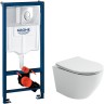 Комплект унитаза Ceramicanova Uno Rimless CN11001 с инсталляцией Grohe Rapid SL 38721001 с сиденьем Микролифт и клавишей смыва Хром фарфор подвесной
