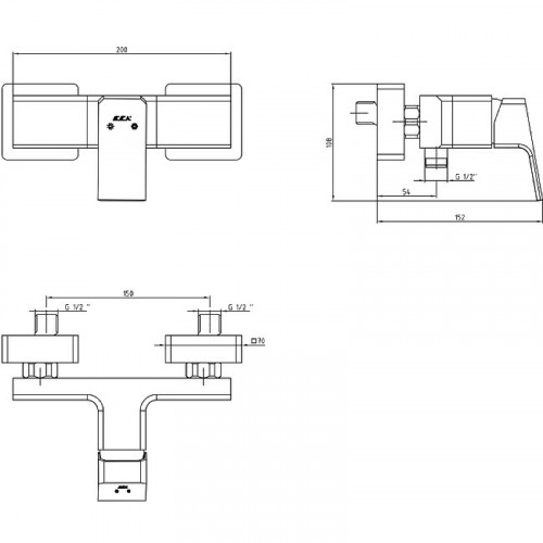 Смеситель для душа E.C.A. Tiera 102154024EX Хром латунь на стену