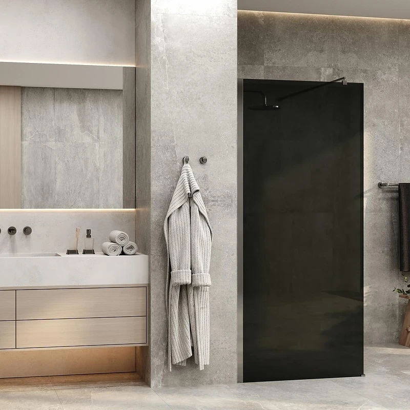 Душевая перегородка WasserKRAFT Rur 120 30W40-TG профиль цвет Хром стекло тонированное