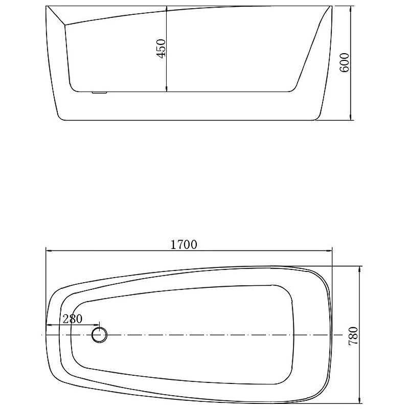 Акриловая ванна Aquanet Trend 170x78 260046 без гидромассажа