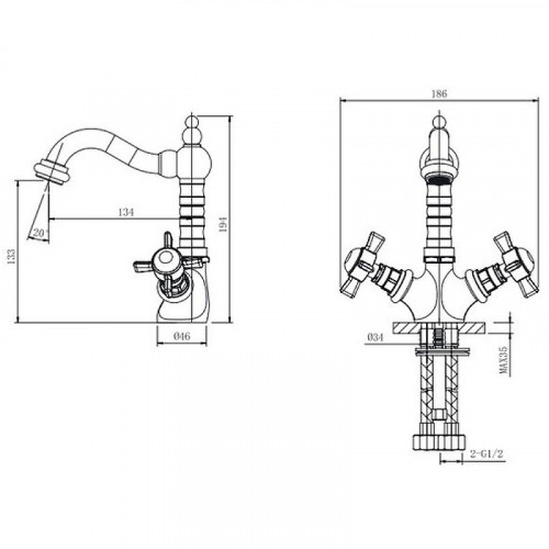 Смеситель для раковины Caprigo Bristol 21-526-vot Бронза латунь