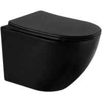 Комплект унитаза с инсталляцией Abber Bequem AC1100MB-AC0105-AC0120MB с сиденьем Микролифт и Черной матовой клавишей смыва фаянс подвесной