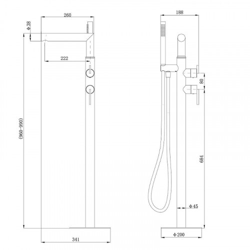 Смеситель для ванны Abber Perfekte 316 AF8A15BST цвет Сталь брашированная