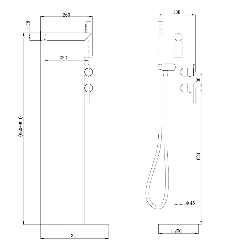 Смеситель для ванны Abber Perfekte 316 AF8A15BST цвет Сталь брашированная