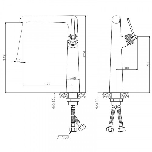 Смеситель для раковины ESKO Bangkok Black BG25B Черный матовый латунь