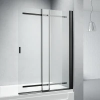 Шторка на ванну Veconi Palau PL-88B 100 PL88B-100-01-C8 профиль цвет Черный матовый стекло прозрачное
