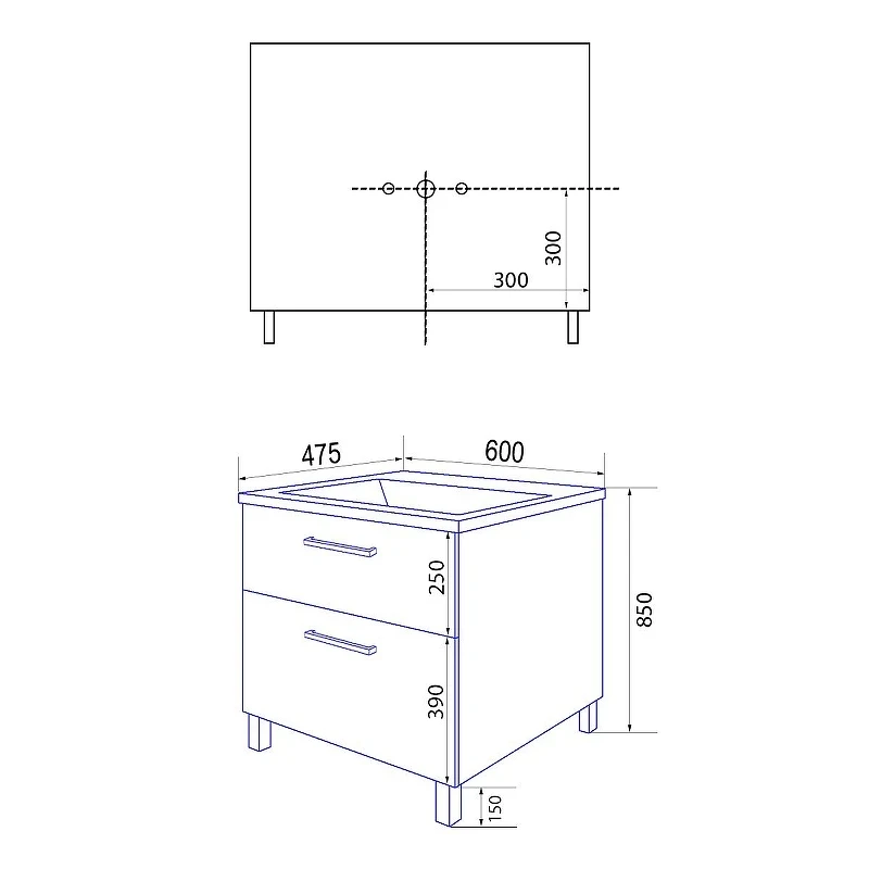 Тумба с раковиной Azario Ника 60 CS00082788 цвет Белый глянцевый