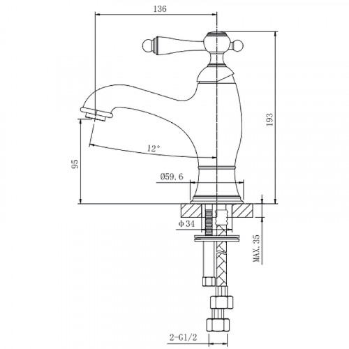 Смеситель для раковины Caprigo Fonte 12-520-vot Бронза латунь