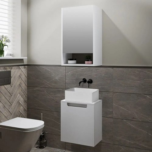 Тумба под раковину Runo Бари Микра 40 00-00001975 подвесная Белая МДФ / ЛДСП