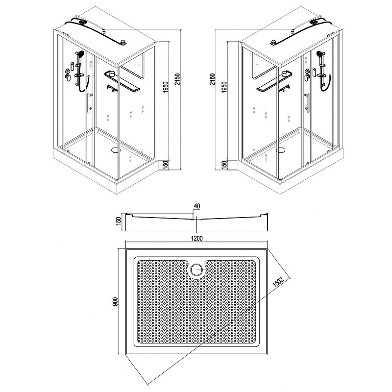 Душевая кабина Esbano ES-L129CKR 120x90 ESKL129CKR без гидромассажа
