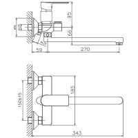 Смеситель для ванны Haiba HB22505-8 универсальный Белый Хром на стену